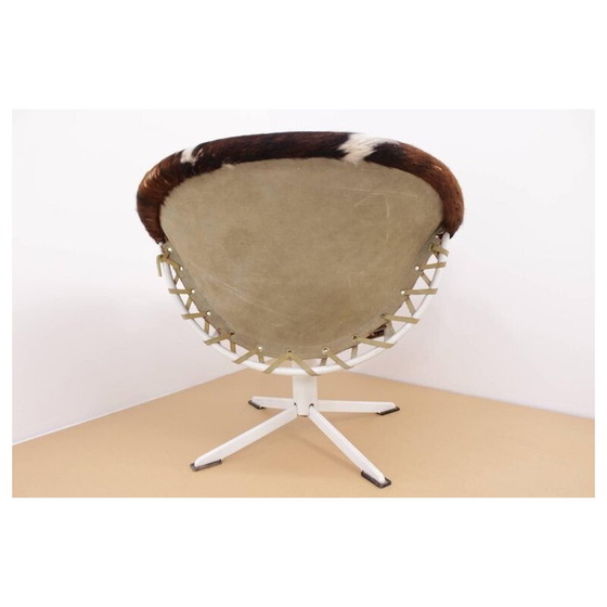 Image 1 of Vintage Cowhdie lederen cirkel fauteuil van Lusch Erzeugnis - jaren 1960