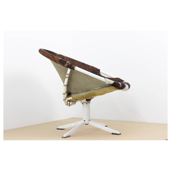 Image 1 of Vintage Cowhdie lederen cirkel fauteuil van Lusch Erzeugnis - jaren 1960