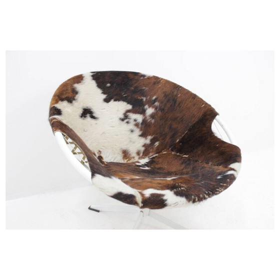 Image 1 of Vintage Cowhdie lederen cirkel fauteuil van Lusch Erzeugnis - jaren 1960