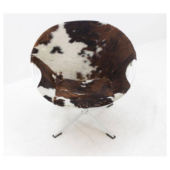 Image 1 of Vintage Cowhdie lederen cirkel fauteuil van Lusch Erzeugnis - jaren 1960
