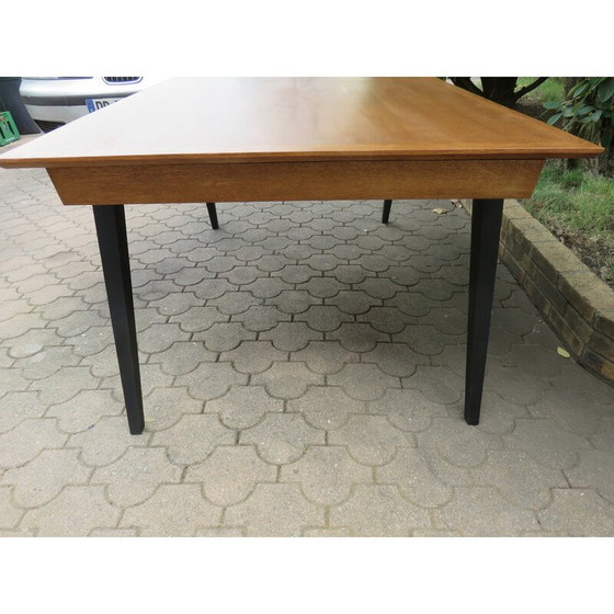 Image 1 of Vintage iepenhouten tafel met passerpoten, 1960