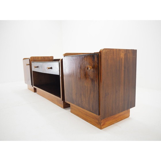 Image 1 of Set van 3 vintage ondoorzichtige glazen nachtkastjes, 1950