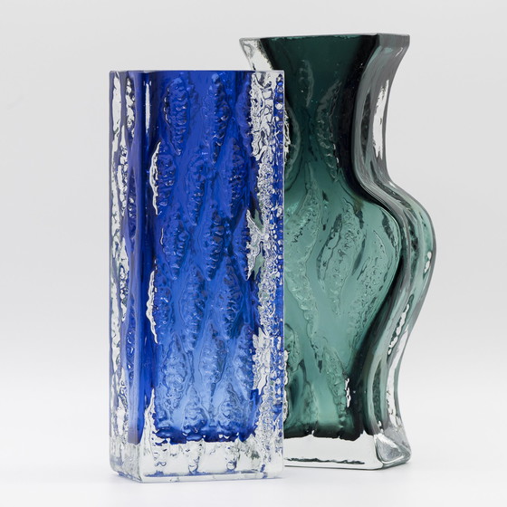 Image 1 of Brutalistisch Blokglas Vaas Duo Kurt Wokan Ingrid Glas Eisglas Borckenglas Retro