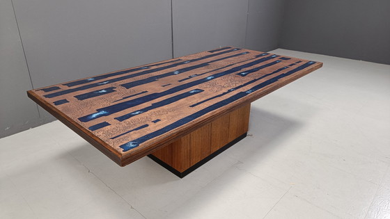 Image 1 of Modernistische koperen salontafel van Heinz Lilienthal, jaren 1970