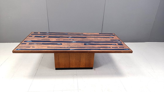 Image 1 of Modernistische koperen salontafel van Heinz Lilienthal, jaren 1970