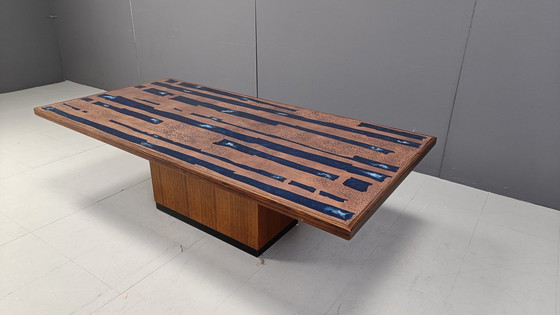 Image 1 of Modernistische koperen salontafel van Heinz Lilienthal, jaren 1970