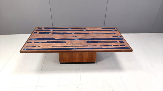 Image 1 of Modernistische koperen salontafel van Heinz Lilienthal, jaren 1970