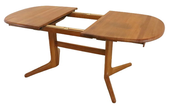 Image 1 of Ovalen Deense 1x verlengbare eettafel 'Torkeriet' vintage