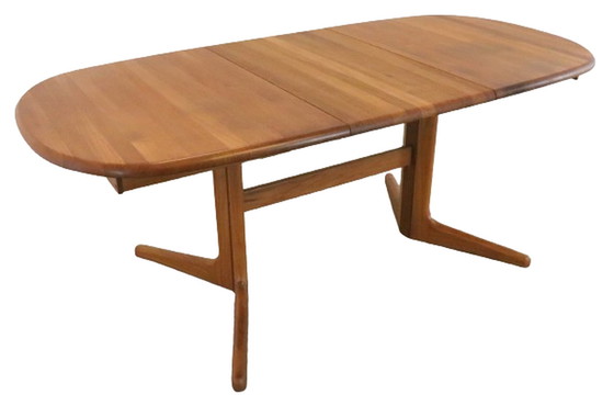 Image 1 of Ovalen Deense 1x verlengbare eettafel 'Torkeriet' vintage