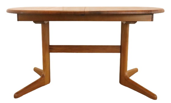 Image 1 of Ovalen Deense 1x verlengbare eettafel 'Torkeriet' vintage