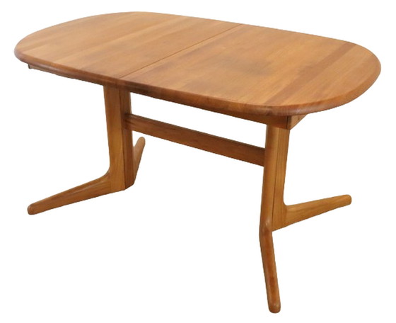 Image 1 of Ovalen Deense 1x verlengbare eettafel 'Torkeriet' vintage