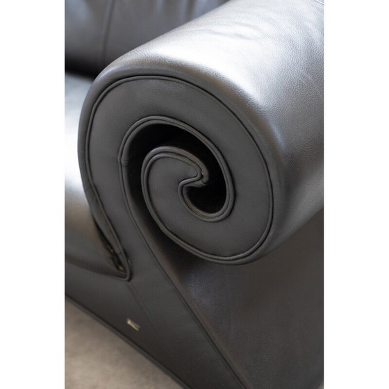 Image 1 of Vintage 2-zitsbank in zwart leer voor Bretz, Duitsland 1998