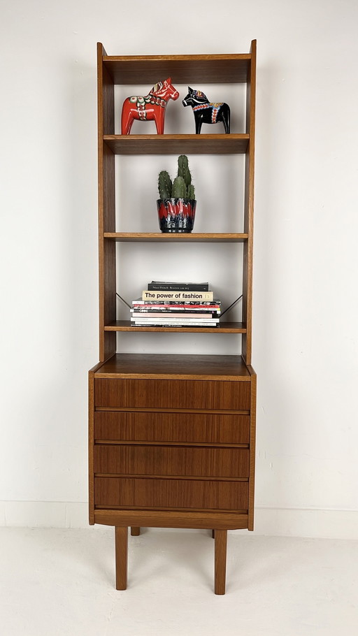 Teak Fineren Zweedse Vintage Boekenkast 