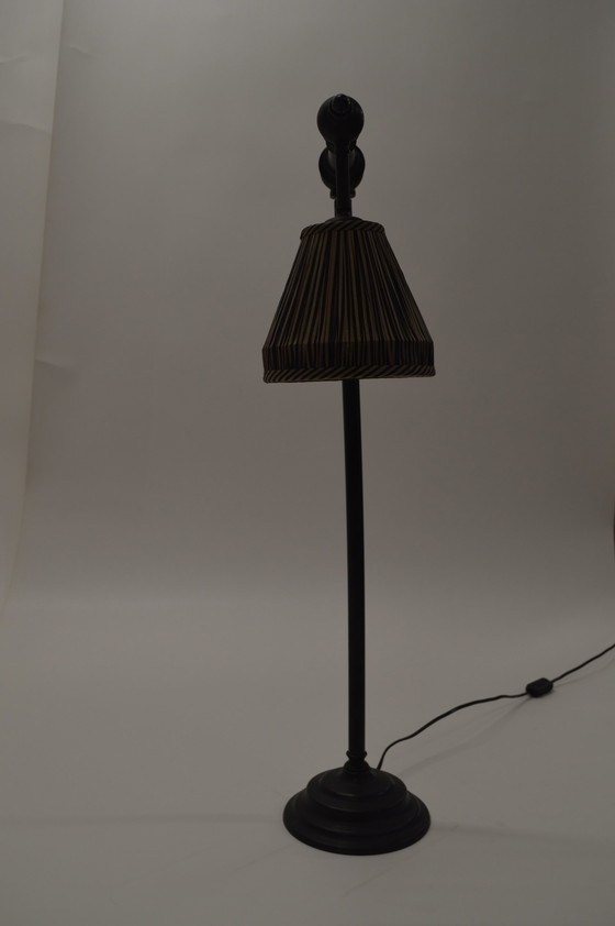 Image 1 of Lamp Dark Brons, Shade Stripes Silk