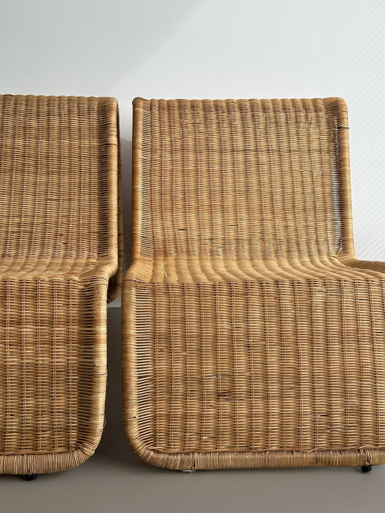 Image 1 of 2x Vintage Ikea Hestra Stoelen Rotan Relax Chairs 80’S