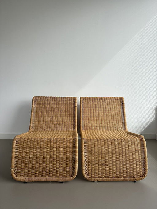 2x Vintage Ikea Hestra Stoelen Rotan Relax Chairs 80’S