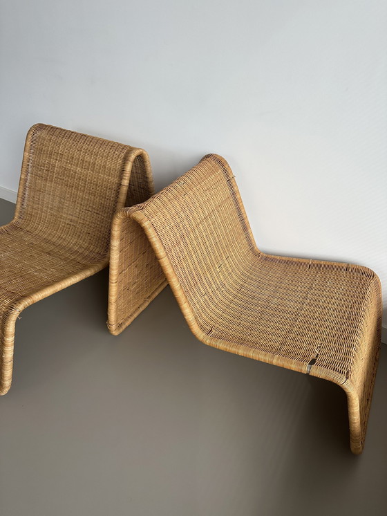 Image 1 of 2x Vintage Ikea Hestra Stoelen Rotan Relax Chairs 80’S