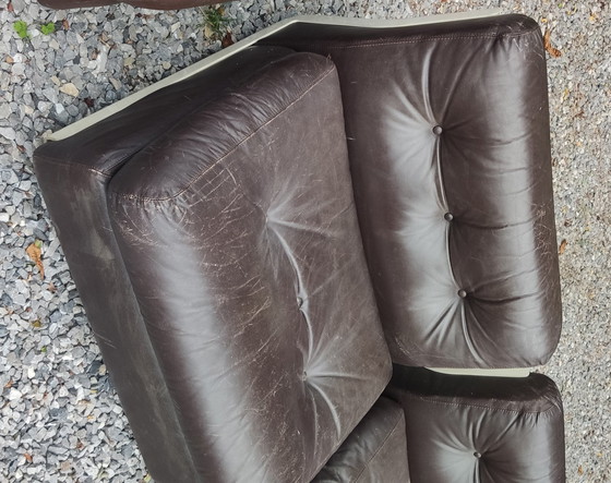 Image 1 of 5x Vintage Bellini Amanta B&B Fauteuils, Bruin Leer 70er jaren