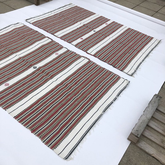 Image 1 of Vintage handgemaakt gestreept tapijt, Algerije 1980