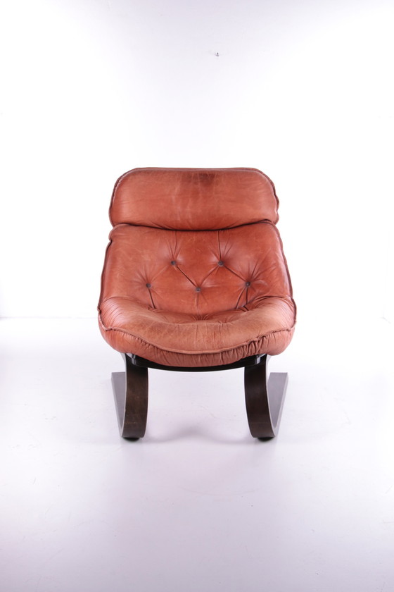 Image 1 of Vintage Braziliaanse Fauteuil met Cognackleur leren zitkussen, 70s.