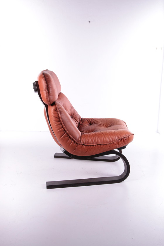 Image 1 of Vintage Braziliaanse Fauteuil met Cognackleur leren zitkussen, 70s.