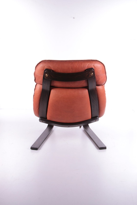 Image 1 of Vintage Braziliaanse Fauteuil met Cognackleur leren zitkussen, 70s.