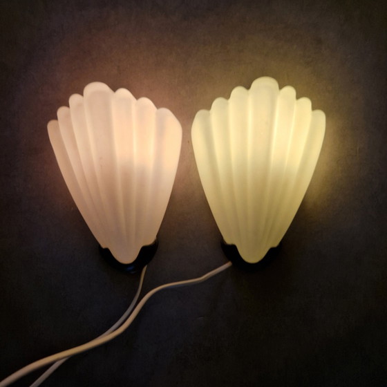 Image 1 of 2 Vintage Wandlampen Artdeco Schelpen Lamp