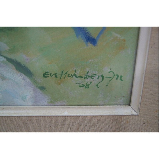 Image 1 of Vintage expressionistisch schilderij in gouache van Eva Holmberg-Jacobsson, 1968