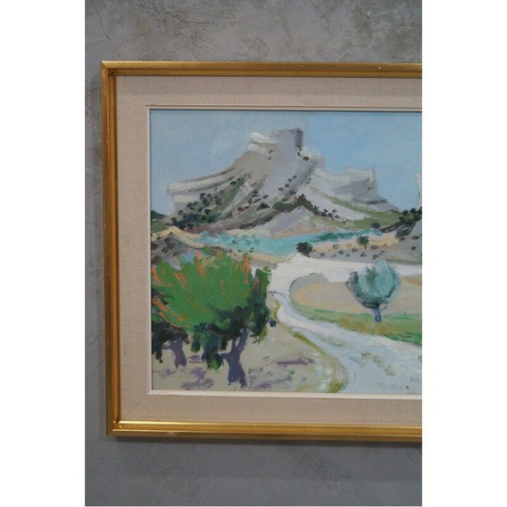 Image 1 of Vintage expressionistisch schilderij in gouache van Eva Holmberg-Jacobsson, 1968