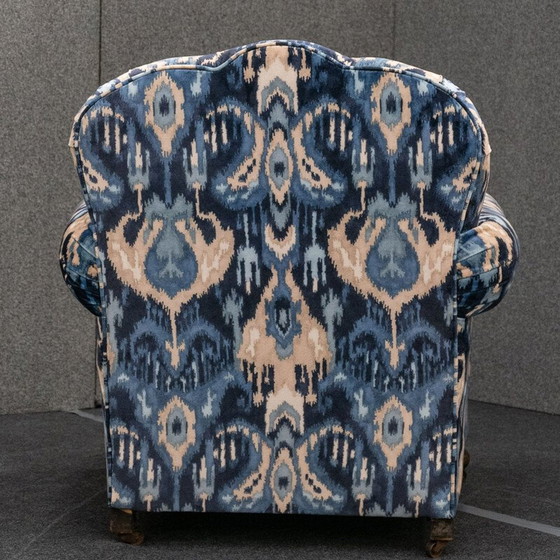 Image 1 of Mid century fluwelen fauteuil met sunburst rug, jaren 1930