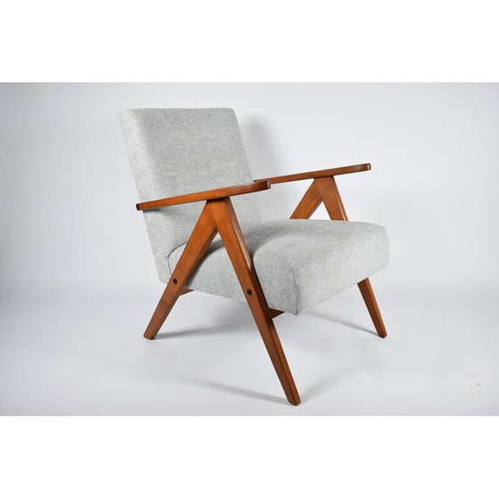 Image 1 of Vintage fauteuil Scandinavisch lichtgrijs 1960