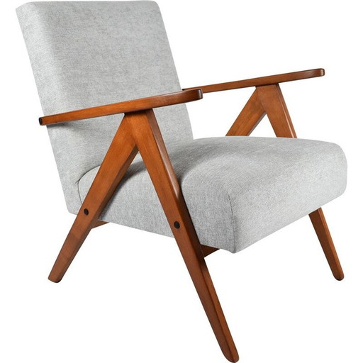 Vintage fauteuil Scandinavisch lichtgrijs 1960