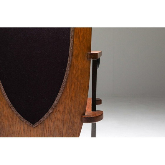 Image 1 of Vintage school ongebruikelijke fauteuil met paars velours Amsterdam jaren 1930