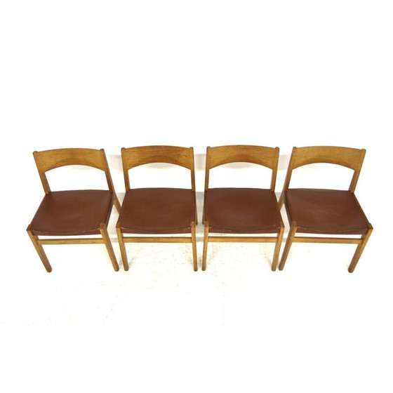 Image 1 of Set van 4 vintage leren stoelen van John Vedel-Rieper voor Erhard Rasmussen, Denemarken 1960