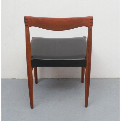 Vintage stoel in teak en leer van H.W.Klein voor Bramin, jaren 1960