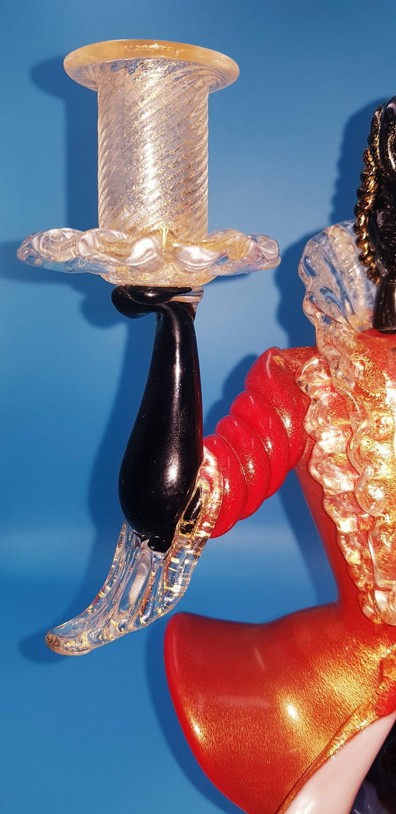 Image 1 of 50'S Murano Glazen Sculptuur Met Gouden Bladeren