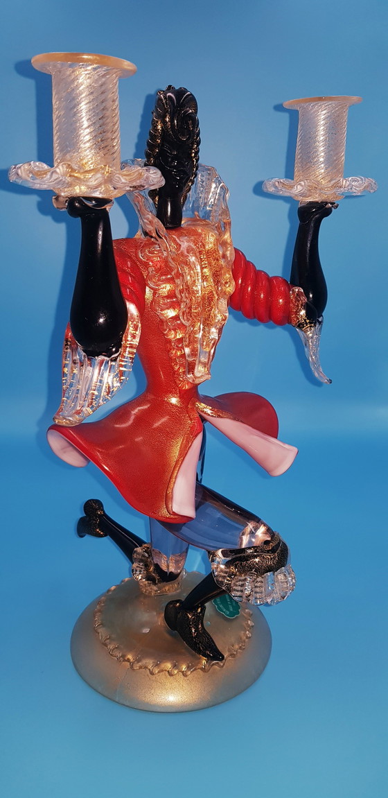 Image 1 of 50'S Murano Glazen Sculptuur Met Gouden Bladeren