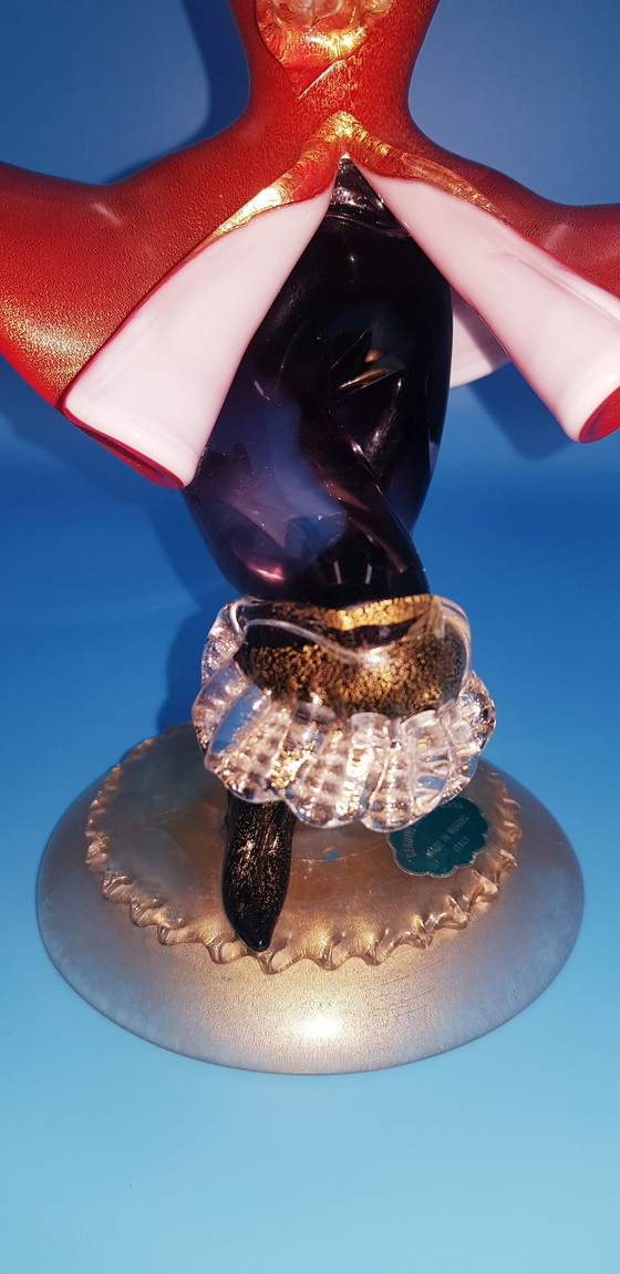 Image 1 of 50'S Murano Glazen Sculptuur Met Gouden Bladeren