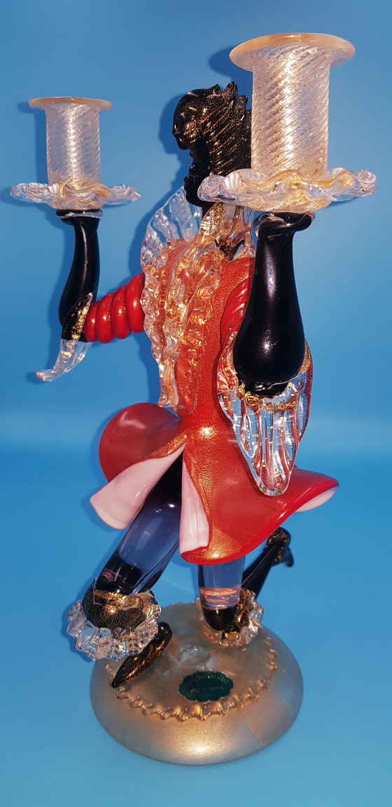 Image 1 of 50'S Murano Glazen Sculptuur Met Gouden Bladeren