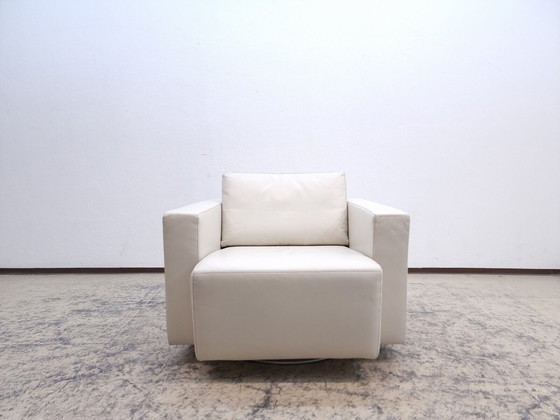 Image 1 of Walter Knoll Nelson draaifauteuil set design fauteuil echt lederen fauteuil in lichtgrijs