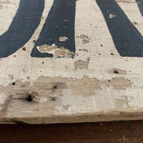 Image 1 of Vintage houten bord "vertraag gevaar