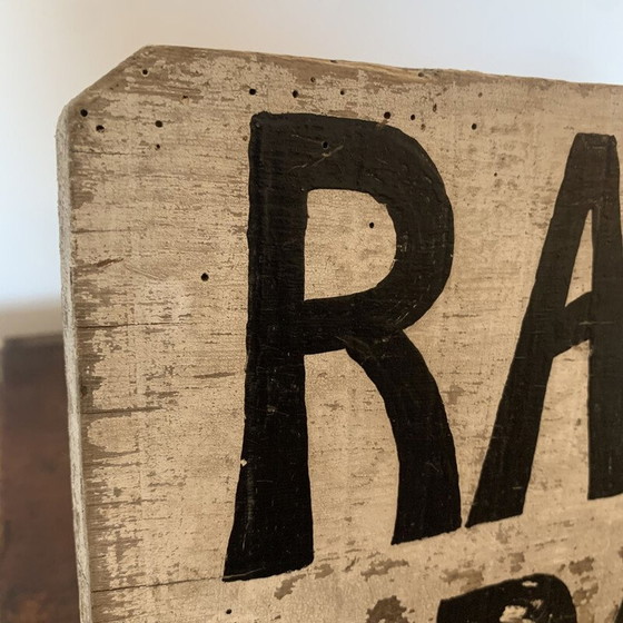 Image 1 of Vintage houten bord "vertraag gevaar