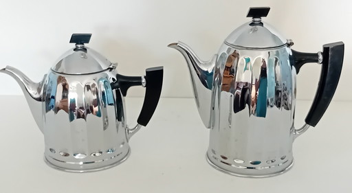 2X Demeyere Koffiepot En Theepot Met Zwart Bakelieten Handgrepen