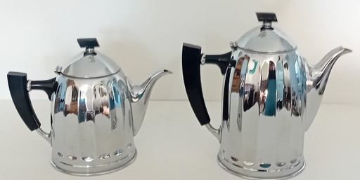 2X Demeyere Koffiepot En Theepot Met Zwart Bakelieten Handgrepen