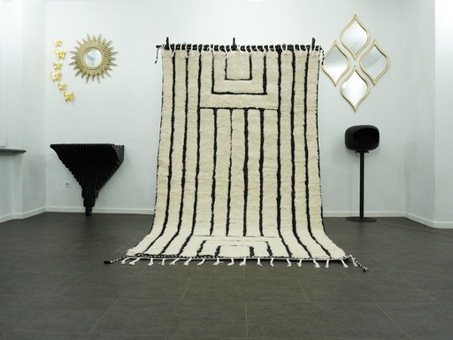 Berber Vloerkleed - 257 Cm X 153 Cm - Wit En Zwart Wol