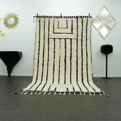 Berber Vloerkleed - 257 Cm X 153 Cm - Wit En Zwart Wol