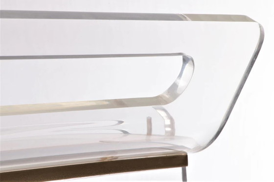 Image 1 of Italiaanse plexiglas trolley met messing details,1980