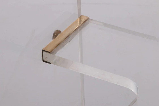 Image 1 of Italiaanse plexiglas trolley met messing details,1980