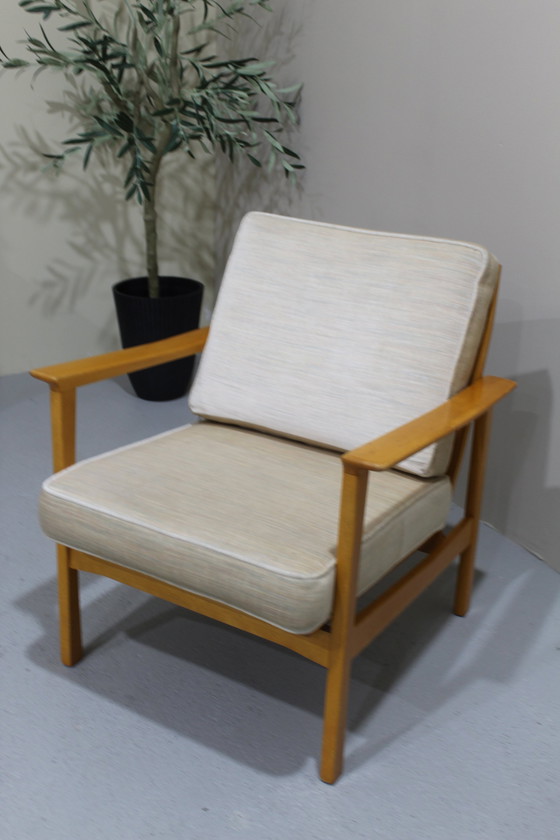 Image 1 of Vintage Fauteuil, Easy Chair - Licht Bruin, Crème, Jaren '60