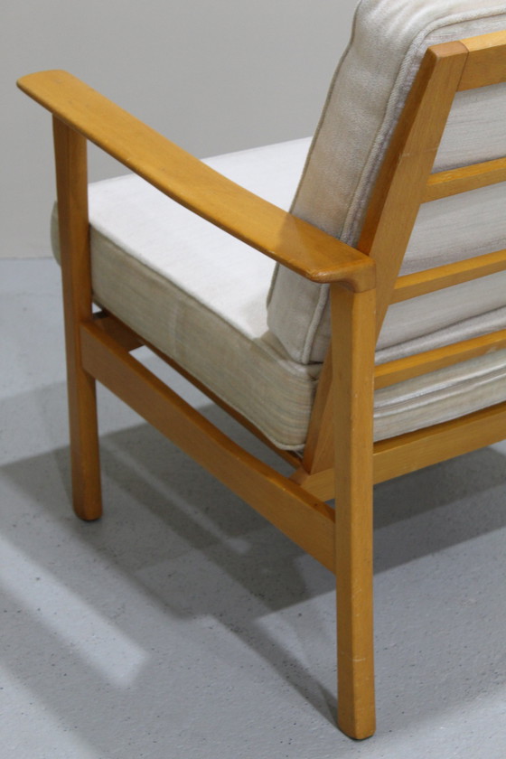 Image 1 of Vintage Fauteuil, Easy Chair - Licht Bruin, Crème, Jaren '60